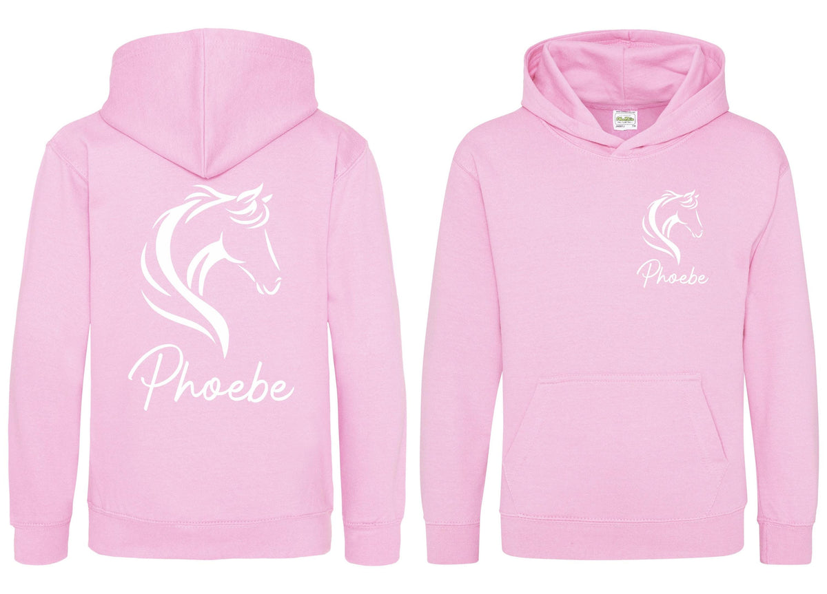 Girls Personalised Name Horse Riding Hoodie Pony Rider Club Sweatshirt Jacket