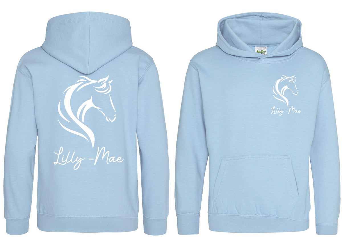 Girls Personalised Name Horse Riding Hoodie Pony Rider Club Sweatshirt Jacket