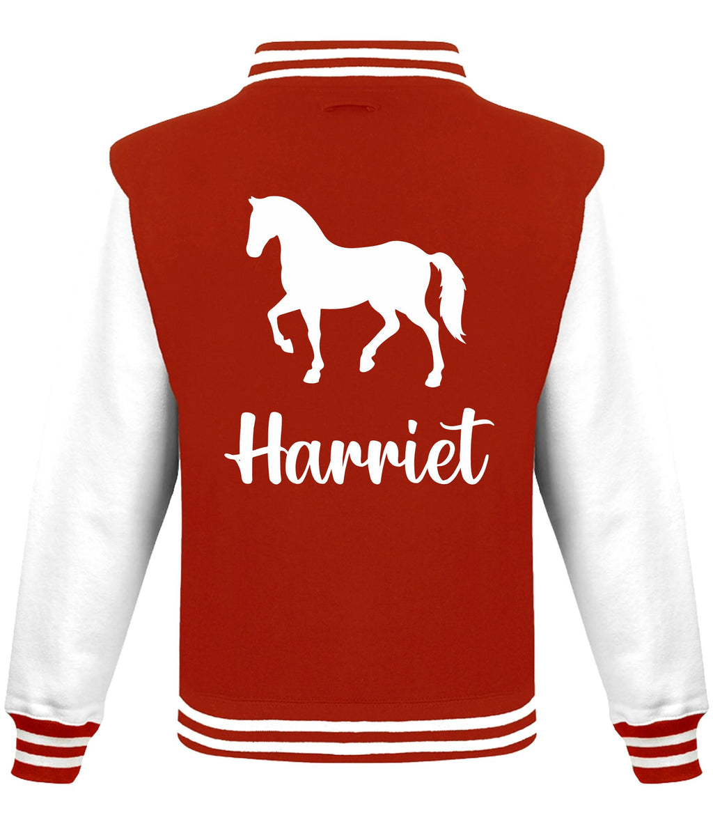 Kids Personalised Name Horse Riding Varsity Jacket Girls Custom Pony Rider Club