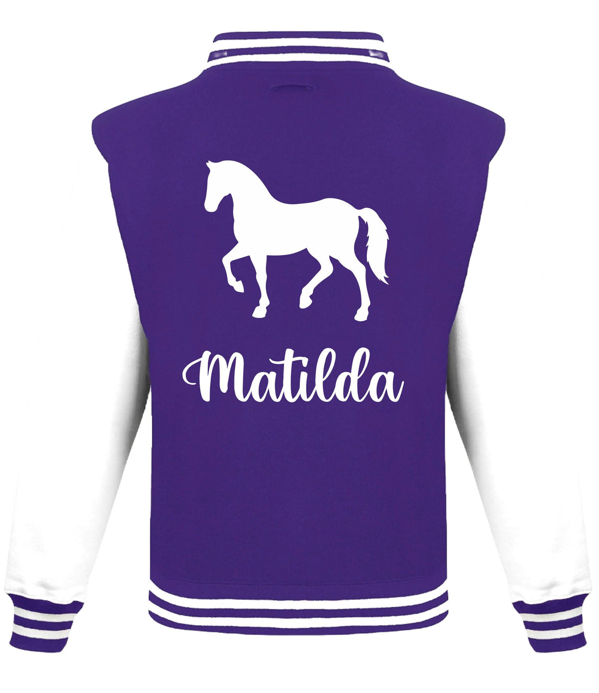 Kids Personalised Name Horse Riding Varsity Jacket Girls Custom Pony Rider Club