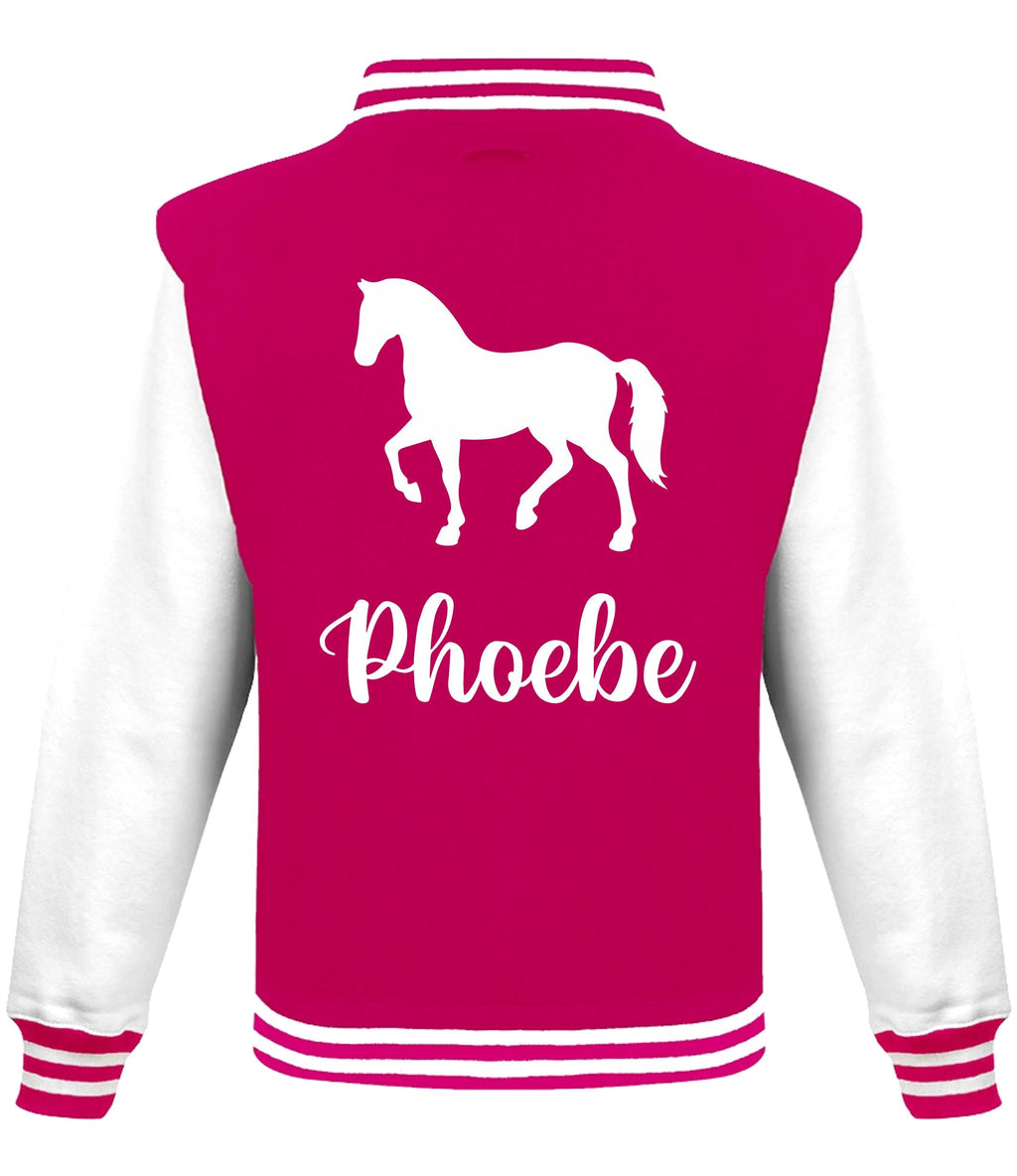 Kids Personalised Name Horse Riding Varsity Jacket Girls Custom Pony Rider Club