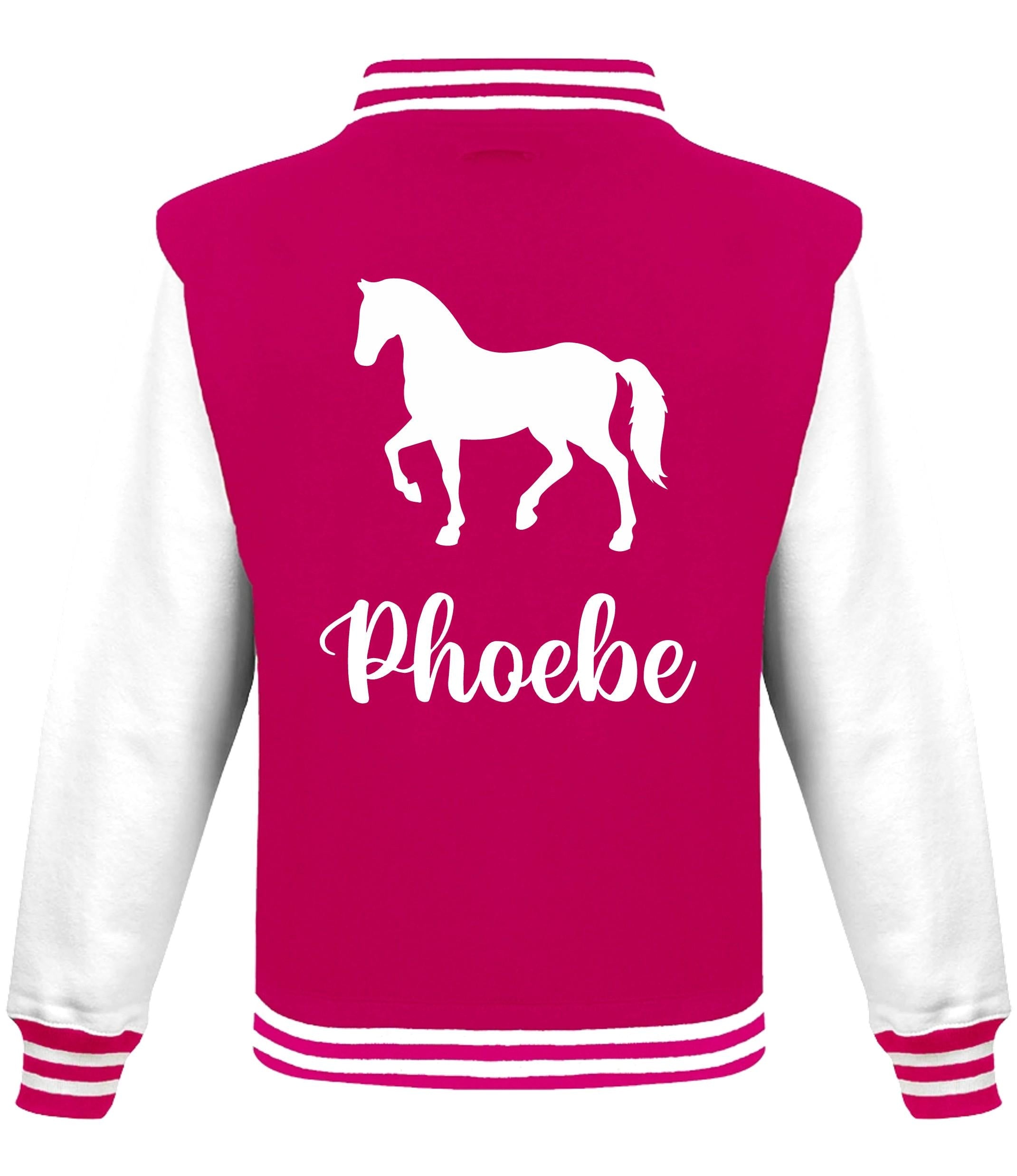 Kids Personalised Name Horse Riding Varsity Jacket Girls Custom Pony Rider Club