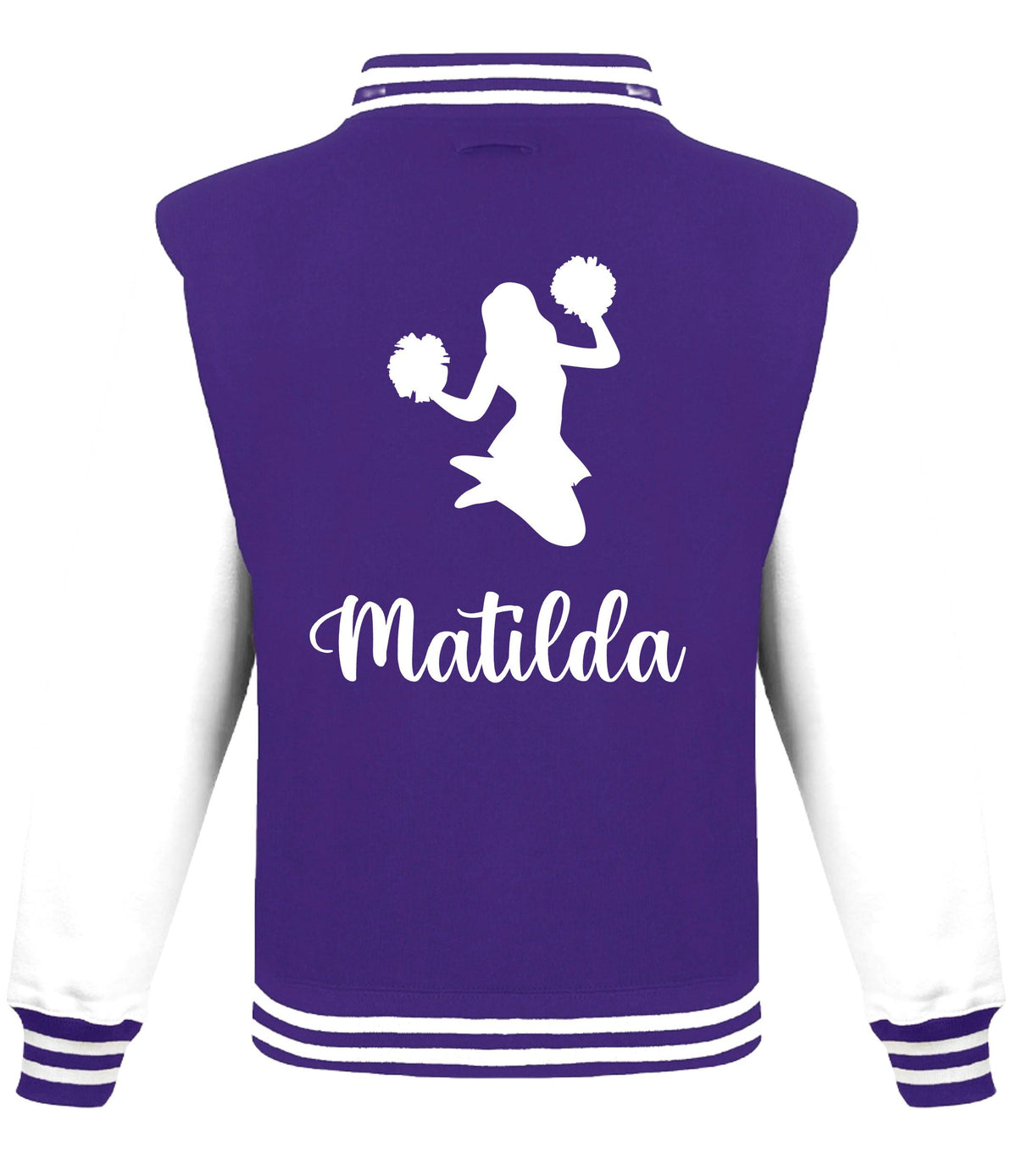 Kids Personalised Name Cheerleader Varsity Jacket Girls Custom Dance Squad Club