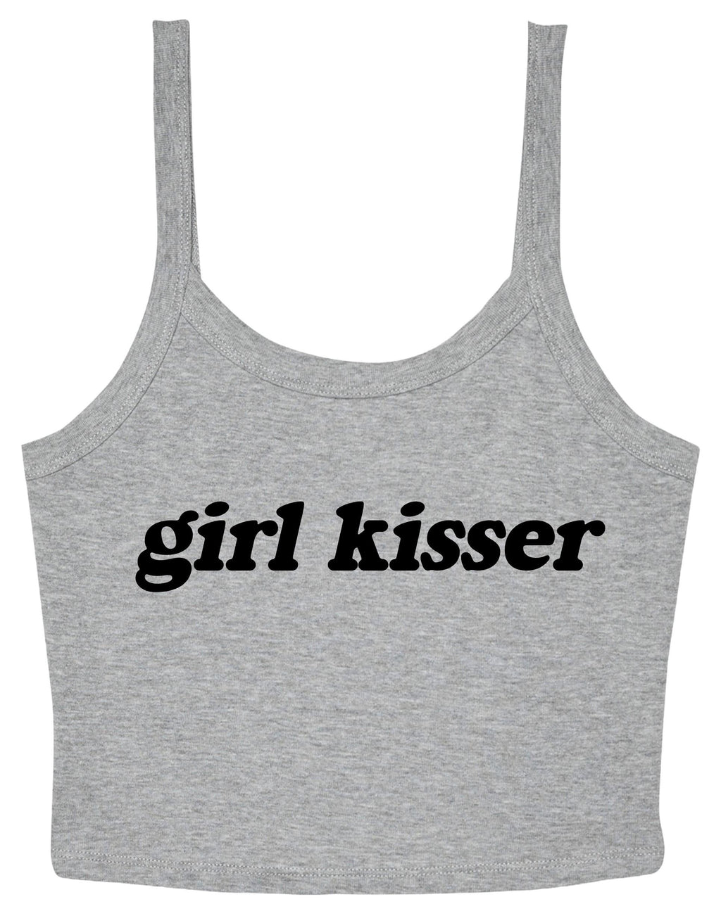 Girl Kisser Ladies Cropped Printed Strappy Vest LGBTQ+ Gay Lesbian Bisexual Queer Pride Cute Y2K Baby Tee