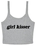 Girl Kisser Ladies Cropped Printed Strappy Vest LGBTQ+ Gay Lesbian Bisexual Queer Pride Cute Y2K Baby Tee