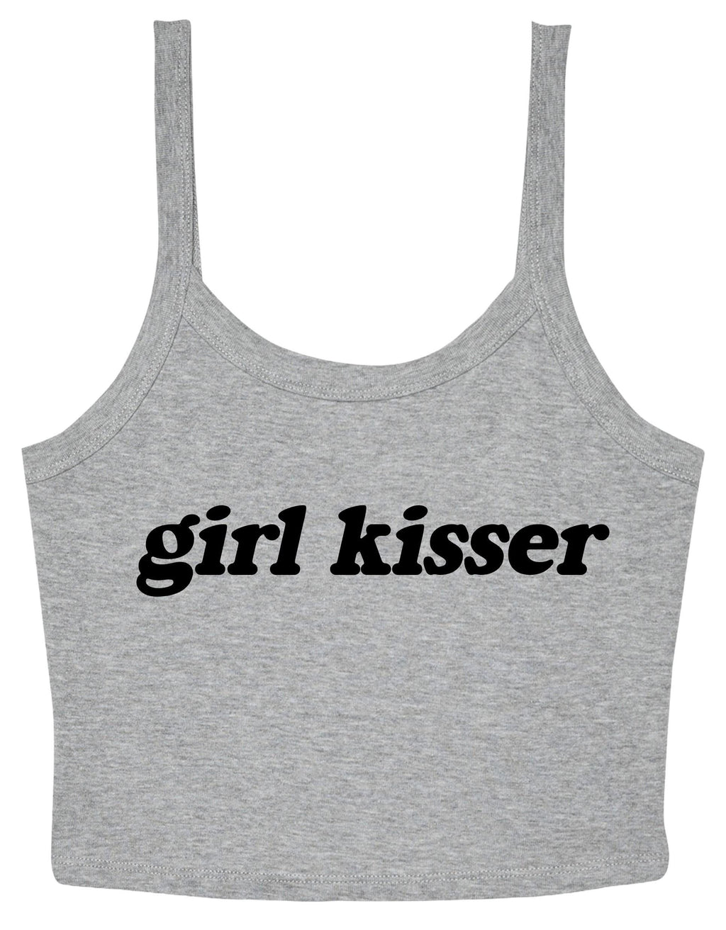 Girl Kisser Ladies Cropped Printed Strappy Vest LGBTQ+ Gay Lesbian Bisexual Queer Pride Cute Y2K Baby Tee