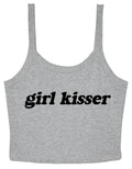 Girl Kisser Ladies Cropped Printed Strappy Vest LGBTQ+ Gay Lesbian Bisexual Queer Pride Cute Y2K Baby Tee
