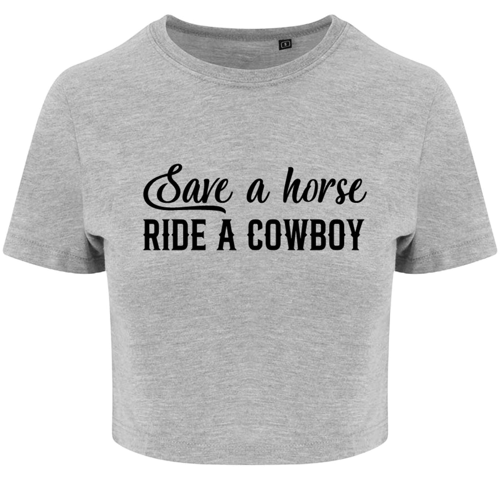 Save a Horse Ride A Cowboy Ladies Cropped Printed T-Shirt Cute Y2K Baby Tee