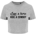 Save a Horse Ride A Cowboy Ladies Cropped Printed T-Shirt Cute Y2K Baby Tee