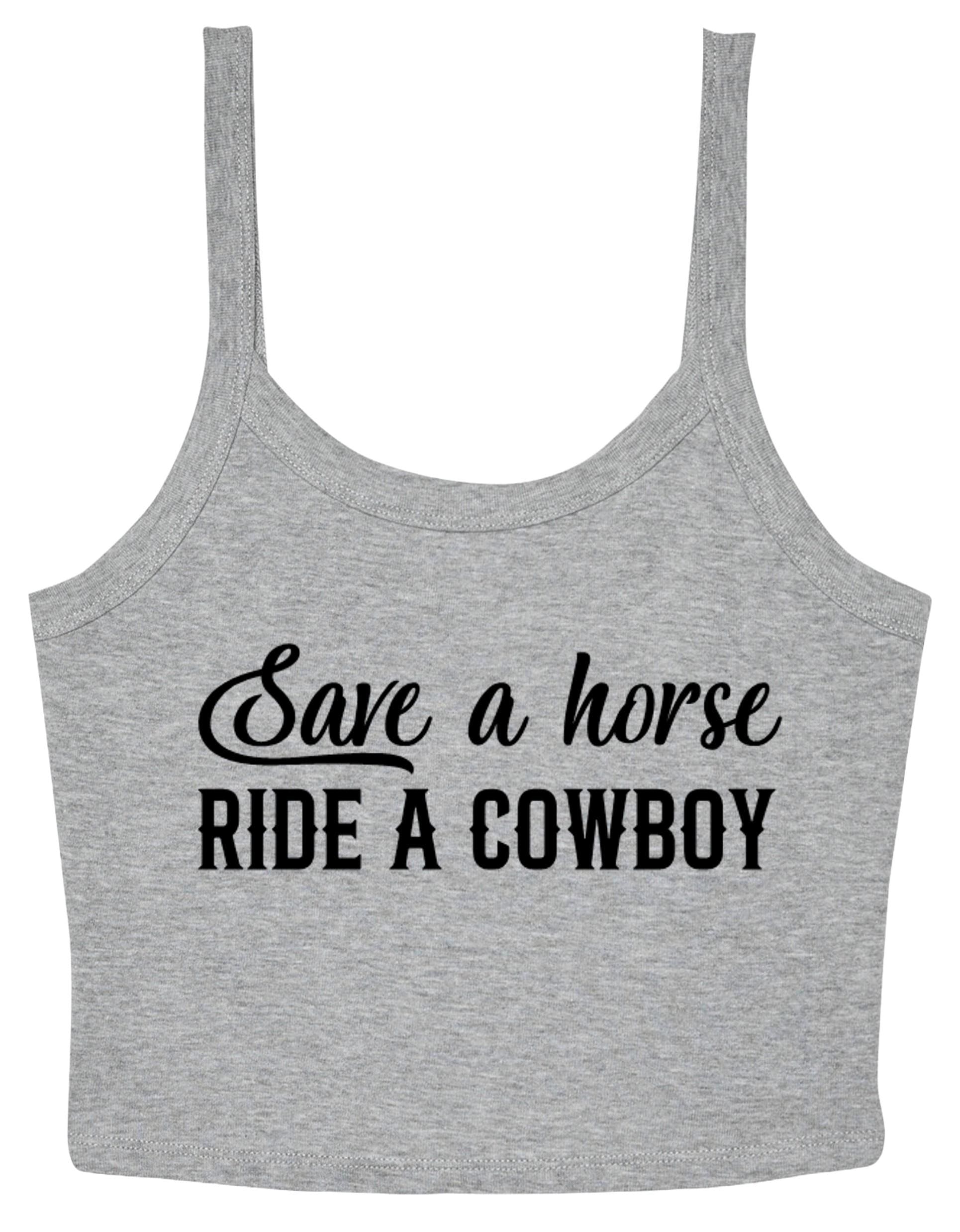 Save a Horse Ride A Cowboy Ladies Cropped Printed Strappy Vest Cute Y2K Baby Tee