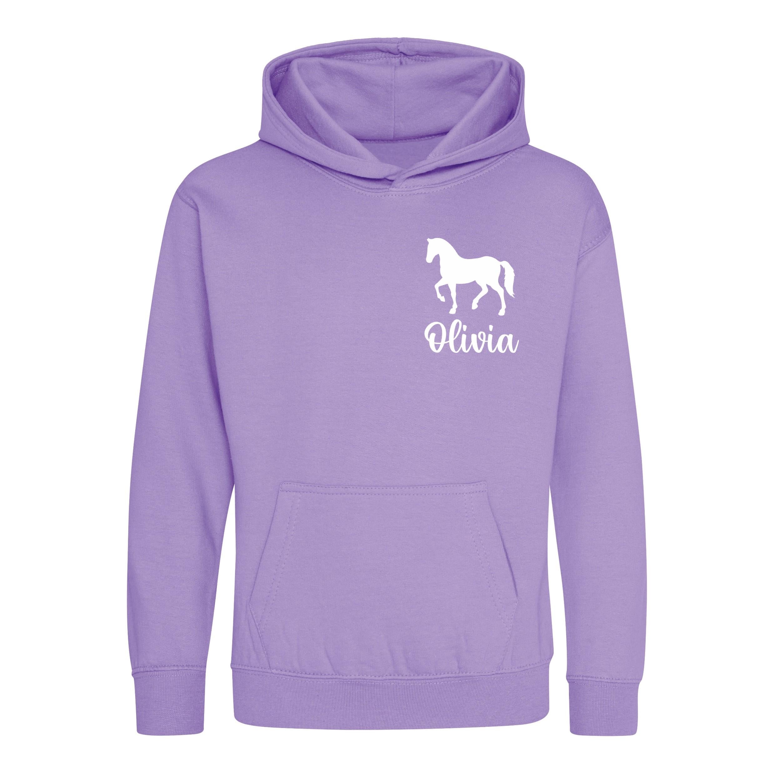 Girls Personalised Name Horse Riding Hoodie Pony Rider Club Sweatshirt Jacket