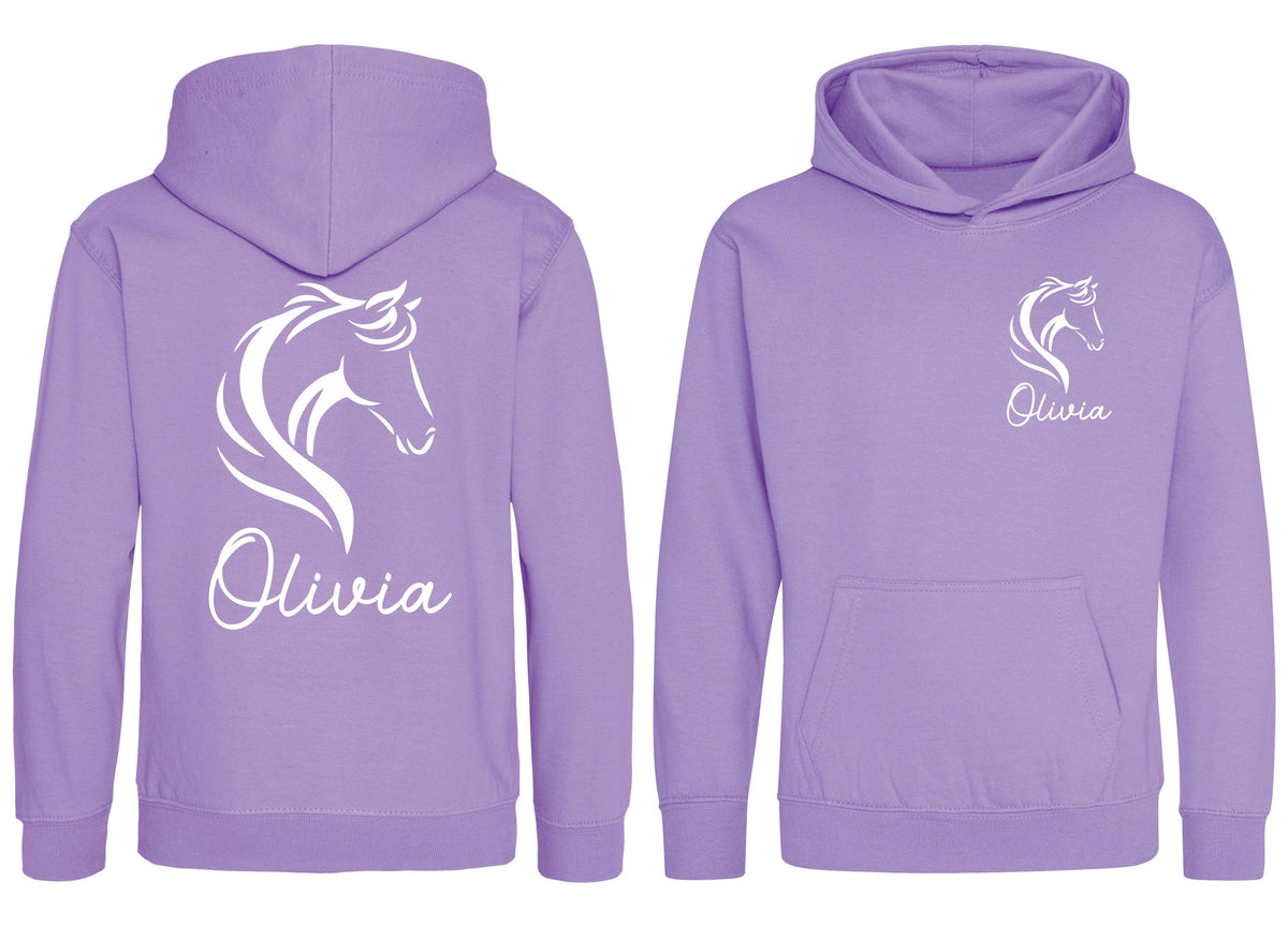 Girls Personalised Name Horse Riding Hoodie Pony Rider Club Sweatshirt Jacket