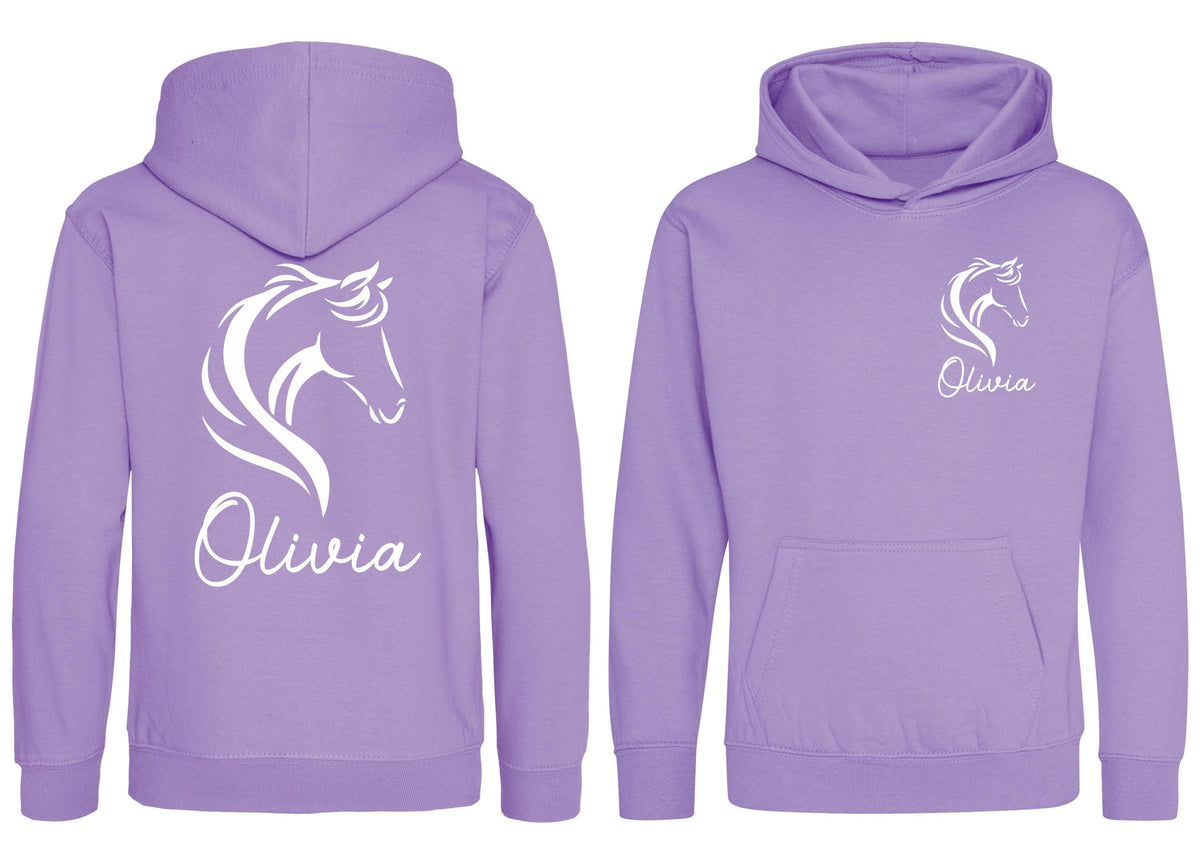 Girls Personalised Name Horse Riding Hoodie Pony Rider Club Sweatshirt Jacket
