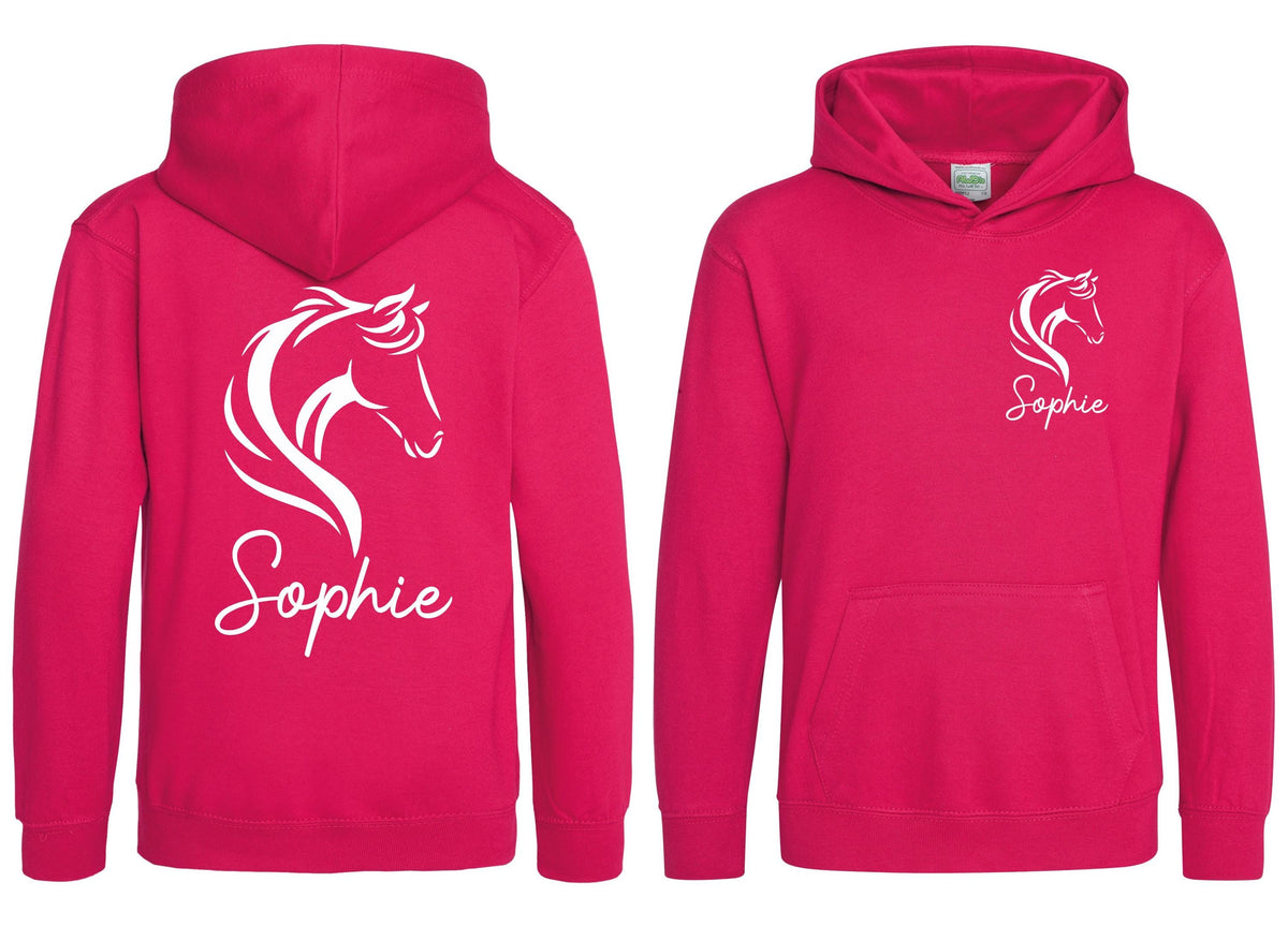 Girls Personalised Name Horse Riding Hoodie Pony Rider Club Sweatshirt Jacket