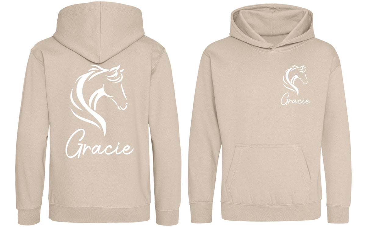Girls Personalised Name Horse Riding Hoodie Pony Rider Club Sweatshirt Jacket