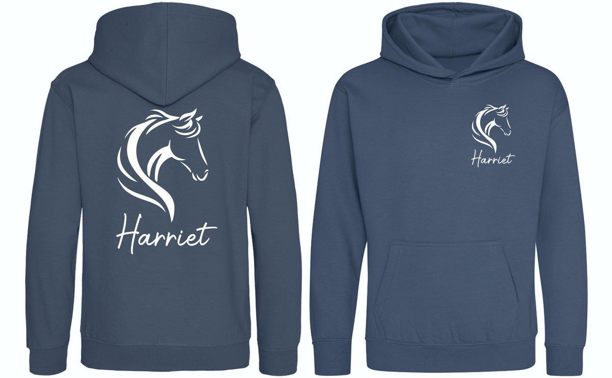 Girls Personalised Name Horse Riding Hoodie Pony Rider Club Sweatshirt Jacket