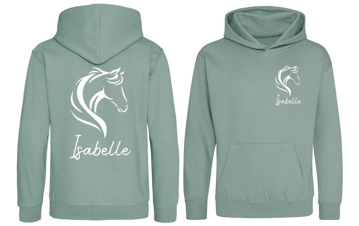Girls Personalised Name Horse Riding Hoodie Pony Rider Club Sweatshirt Jacket