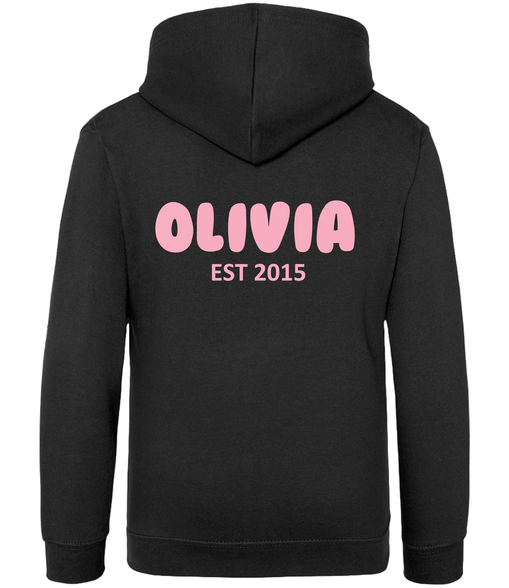 Personalised Bubble Font Name Hoodie (Kids & Adults Sizes) Custom Text Year Established Design