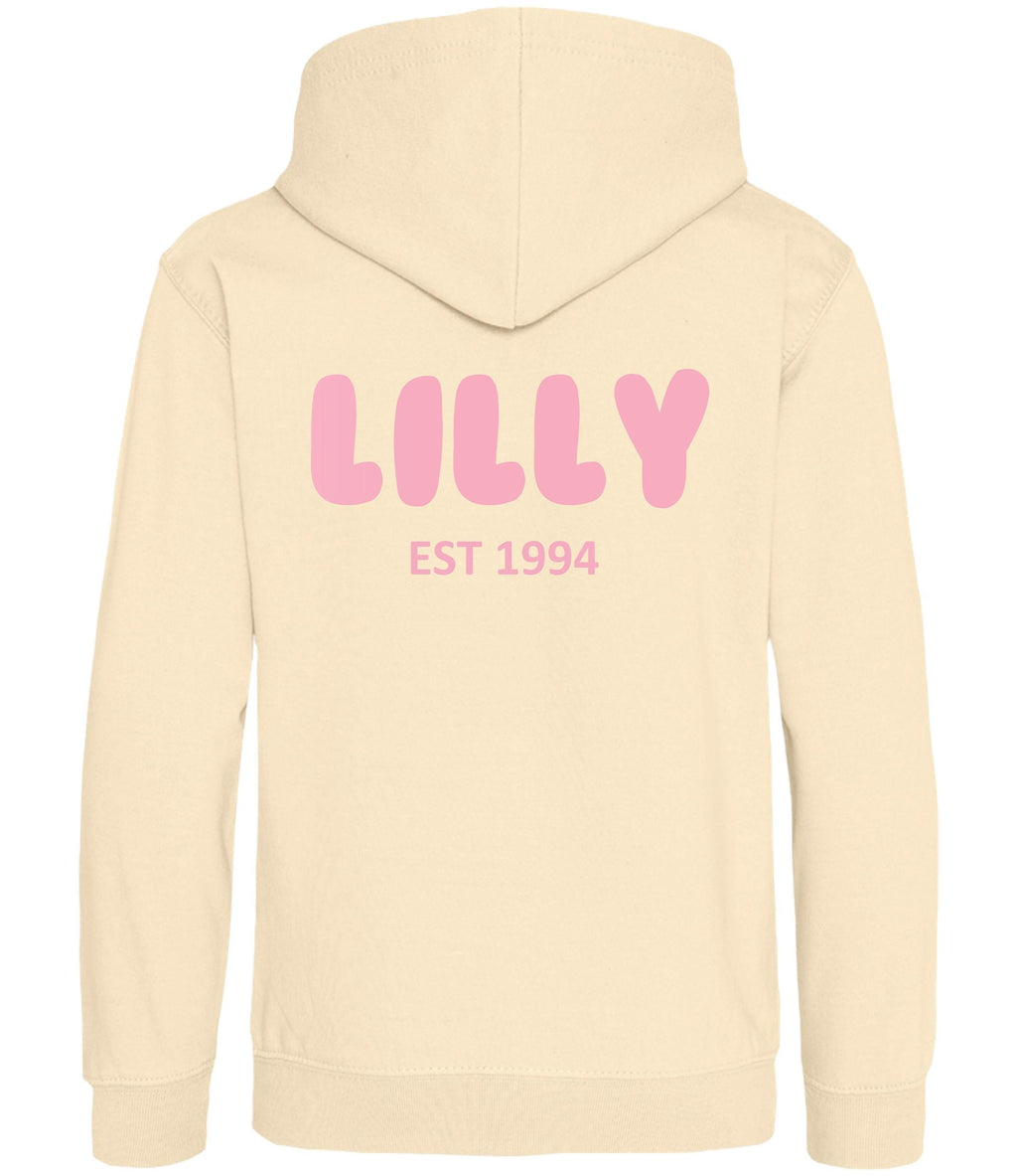 Personalised Bubble Font Name Hoodie (Kids & Adults Sizes) Custom Text Year Established Design