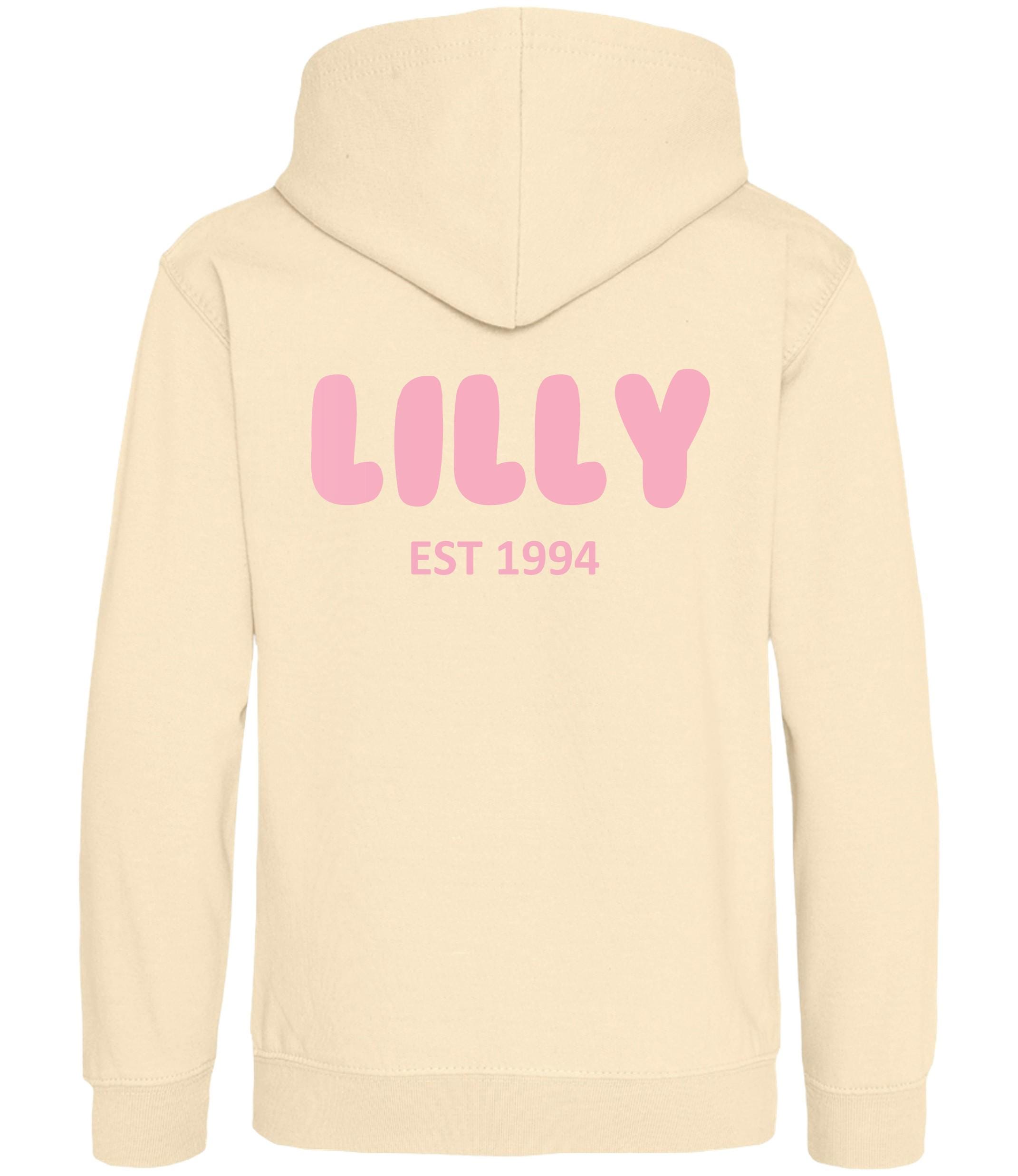 Personalised Bubble Font Name Hoodie (Kids & Adults Sizes) Custom Text Year Established Design