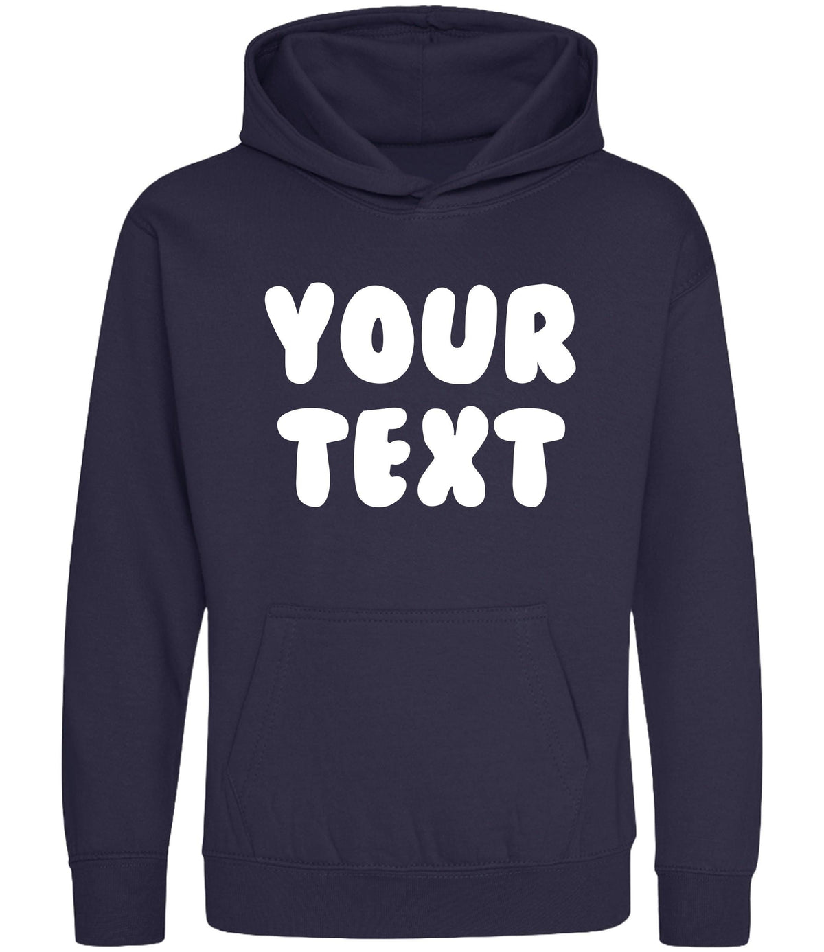 Personalised Bubble Font Text Hoodie (Kids & Adults Sizes) Custom Name Your Design Girls Boys Ladies Mens