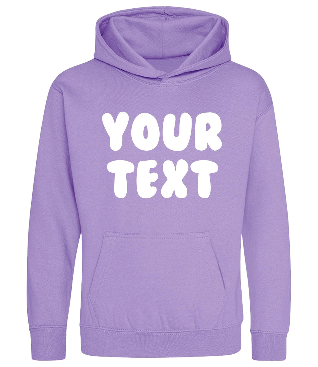 Personalised Bubble Font Text Hoodie (Kids & Adults Sizes) Custom Name Your Design Girls Boys Ladies Mens