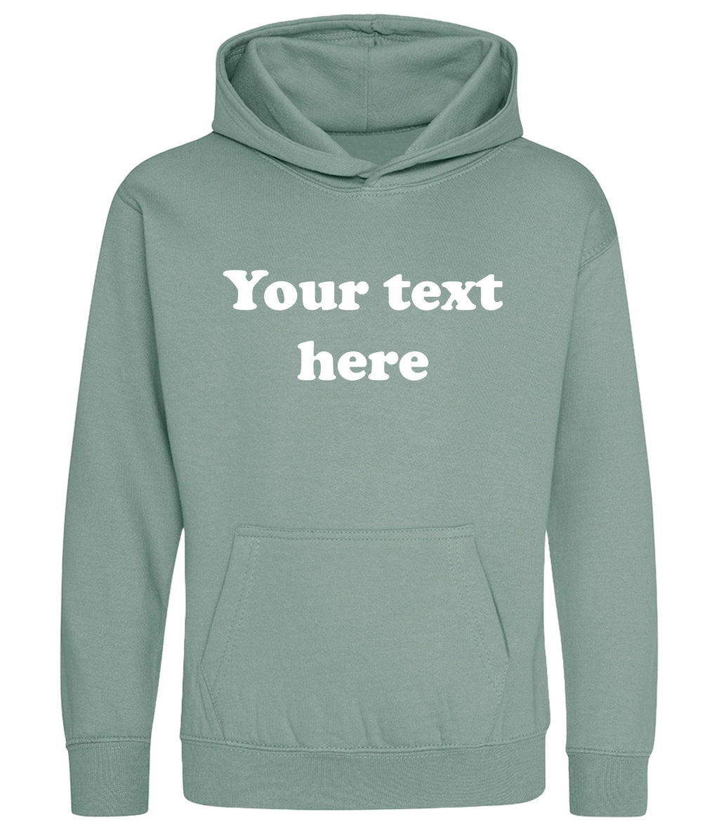 Personalised Your Text Hoodie (Kids & Adults Sizes) Custom Name Design Girls Boys Ladies Mens