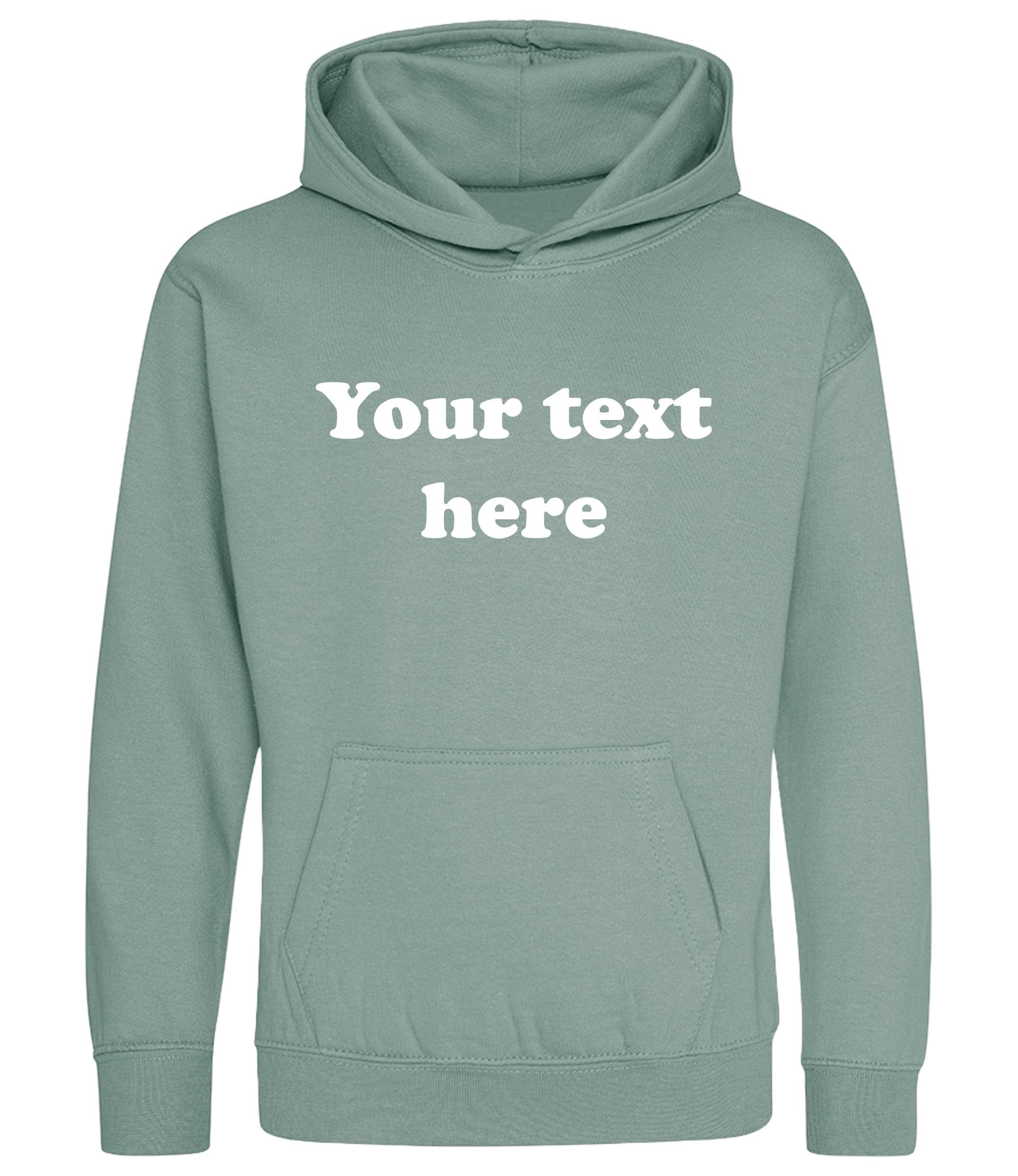 Personalised Your Text Hoodie (Kids & Adults Sizes) Custom Name Design Girls Boys Ladies Mens