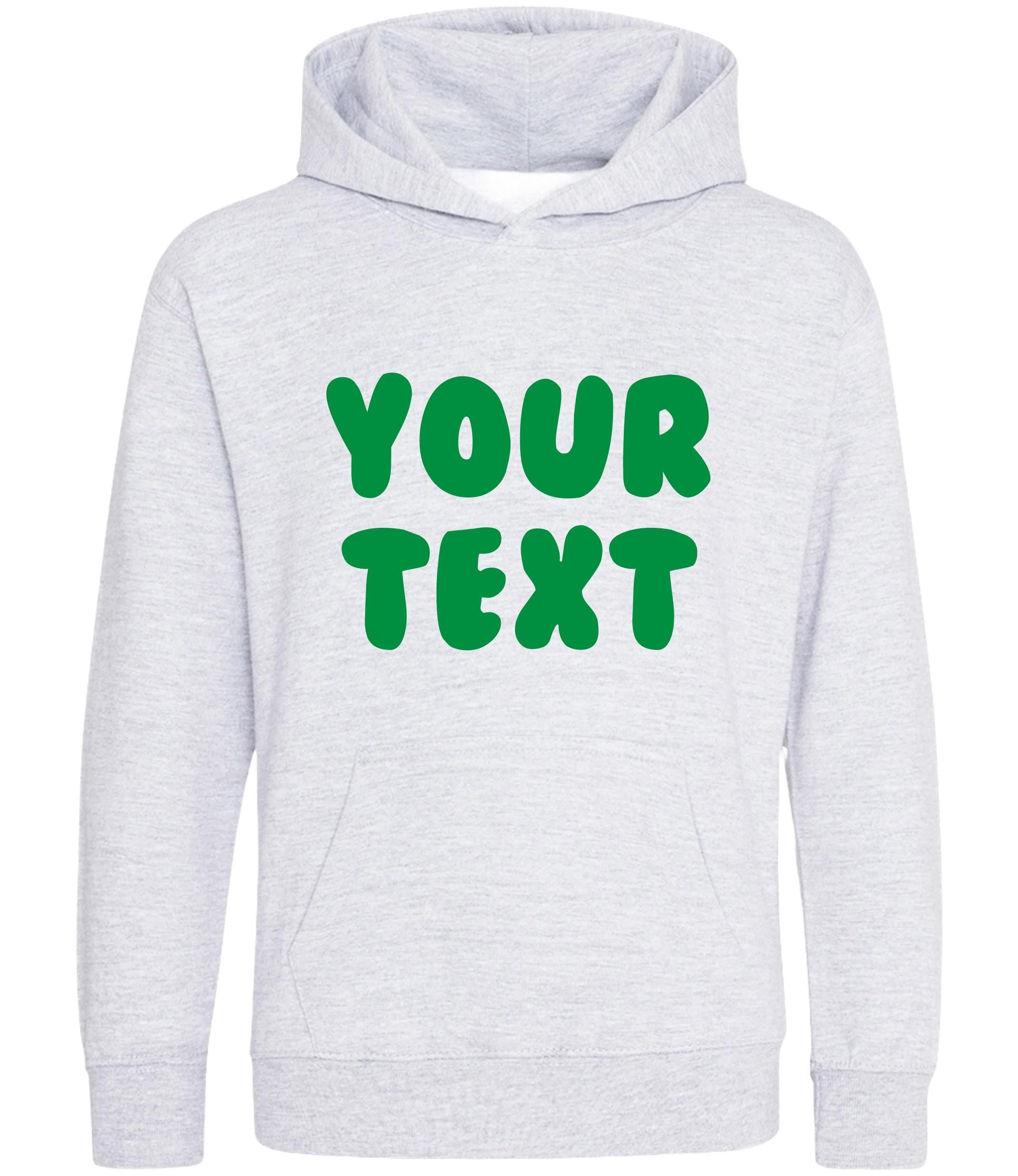 Personalised Bubble Font Text Hoodie (Kids & Adults Sizes) Custom Name Your Design Girls Boys Ladies Mens