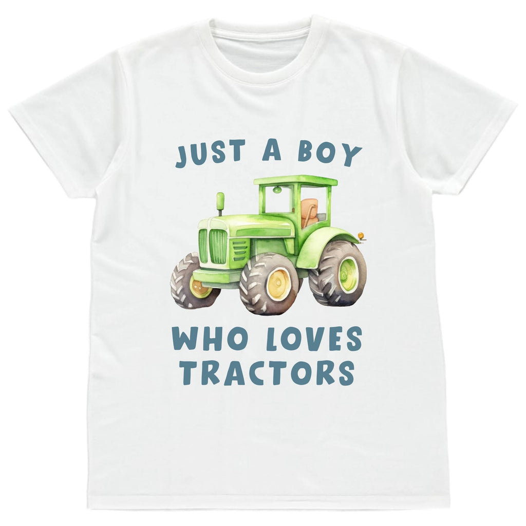 Just A Boy Who Loves Tractors Boys T-Shirts Toddlers & Kids Cute Farm Vehicles Gift