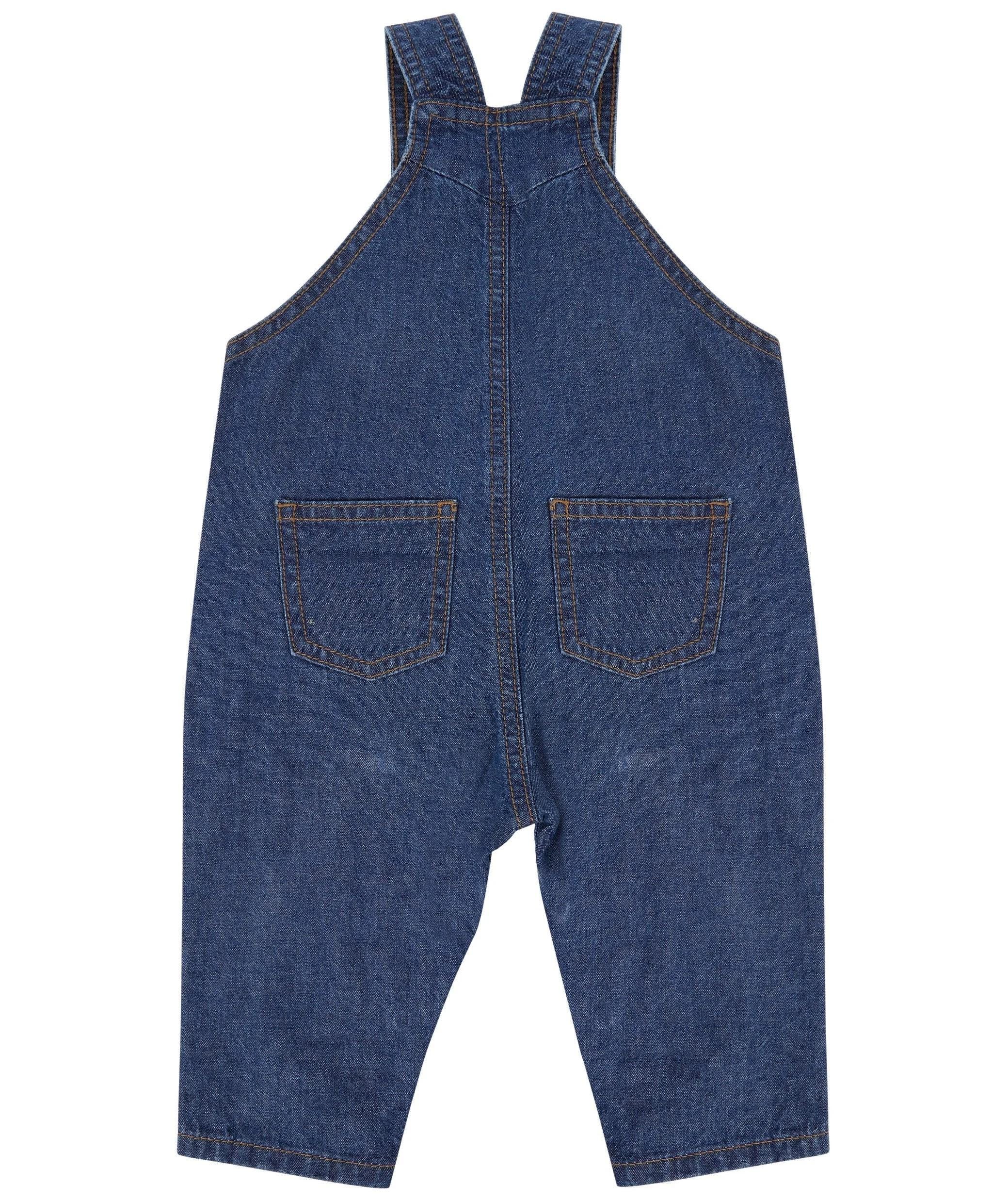 Embroidered Space Rocket Personalised Name Baby & Toddler Cotton Denim Dungarees Custom Text Boys Gift