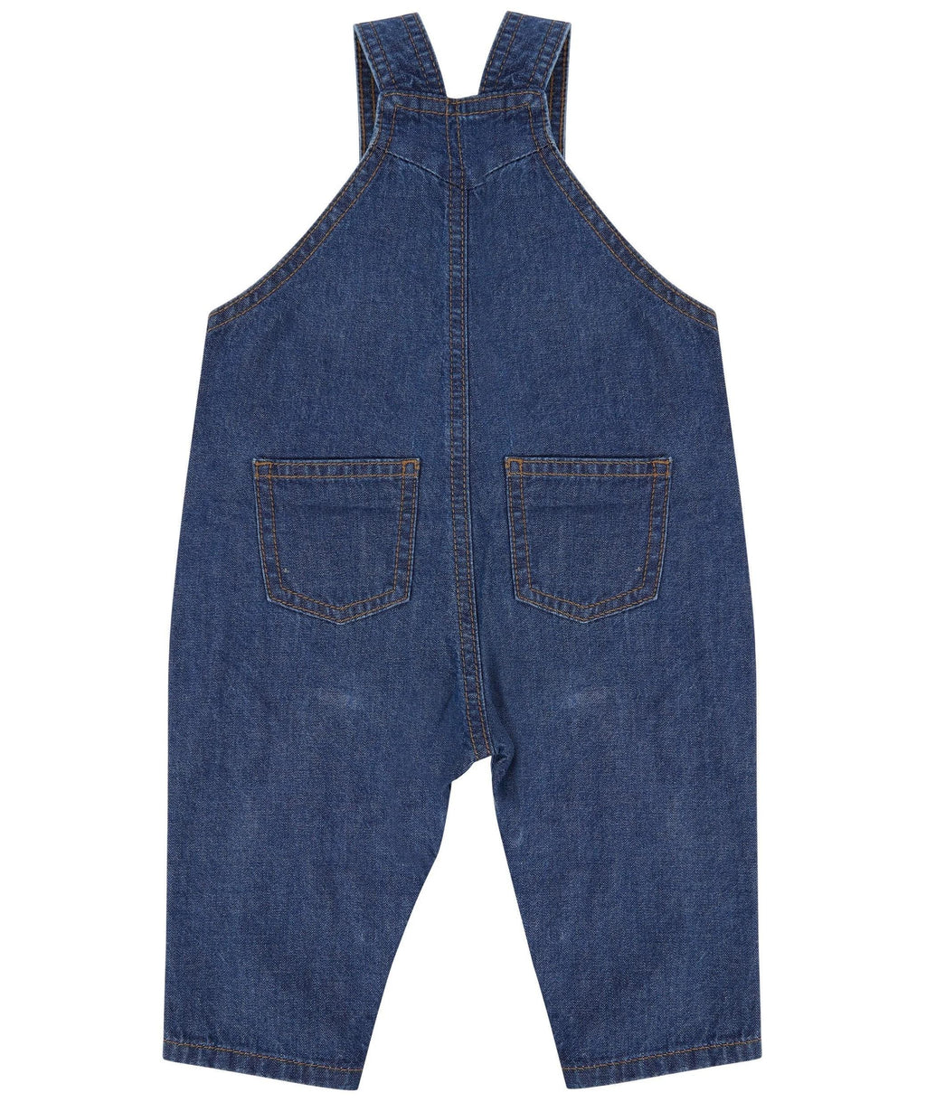 Embroidered Personalised Name Baby Toddler Denim Dungarees Rainbow Varsity Text