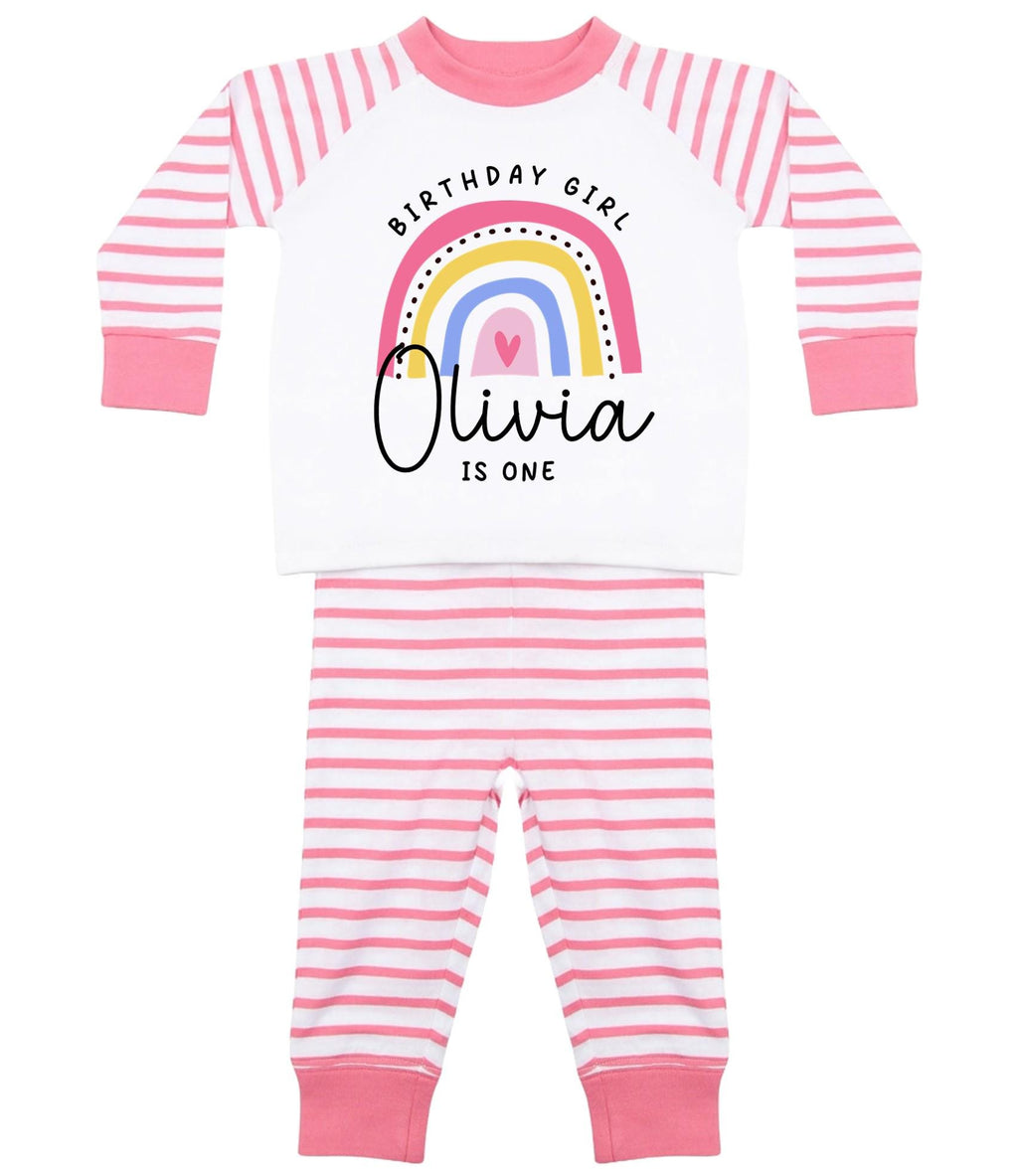 Birthday Boy & Girl Personalised Name Age Striped Pyjamas Custom Text Personalised Gift