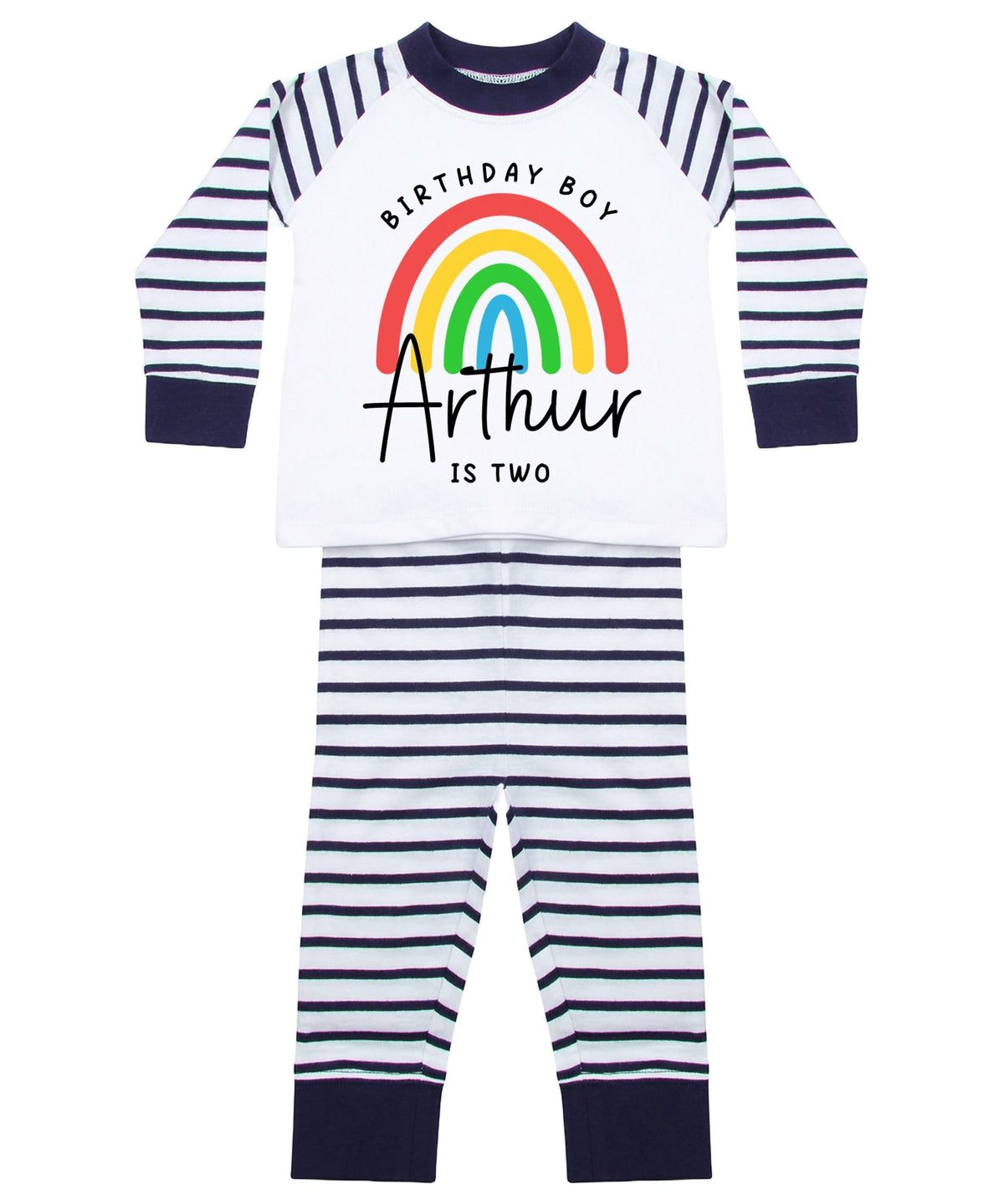 Birthday Boy & Girl Personalised Name Age Striped Pyjamas Custom Text Personalised Gift