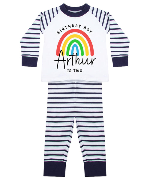 Birthday Boy & Girl Personalised Name Age Striped Pyjamas Custom Text Personalised Gift