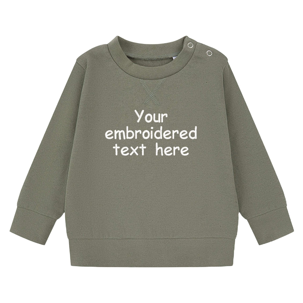 Embroidered Personalised Your Text Boys & Girls Sustainable Sweatshirts Baby and Toddler Custom Design Jumper Gift