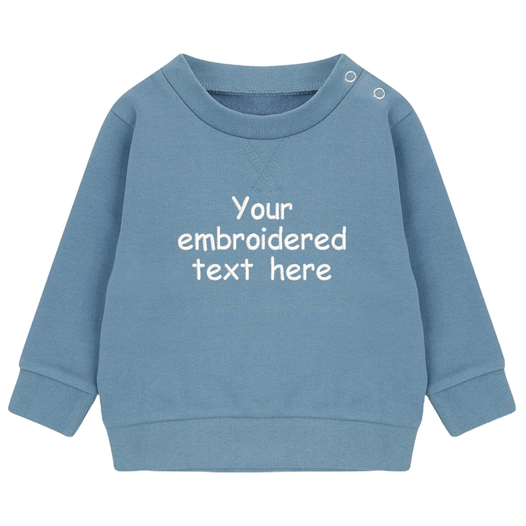 Embroidered Personalised Your Text Boys & Girls Sustainable Sweatshirts Baby and Toddler Custom Design Jumper Gift