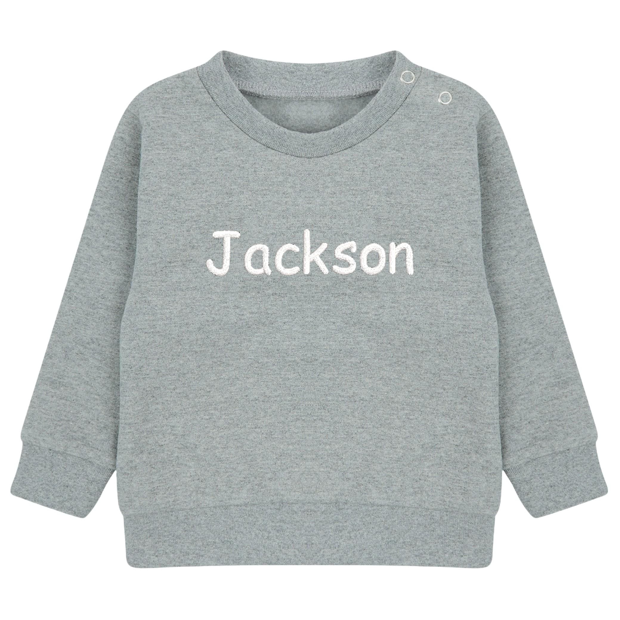 Embroidered Personalised Name Boys & Girls Sustainable Sweatshirts Baby and Toddler Custom Your Text Design Jumper Gift