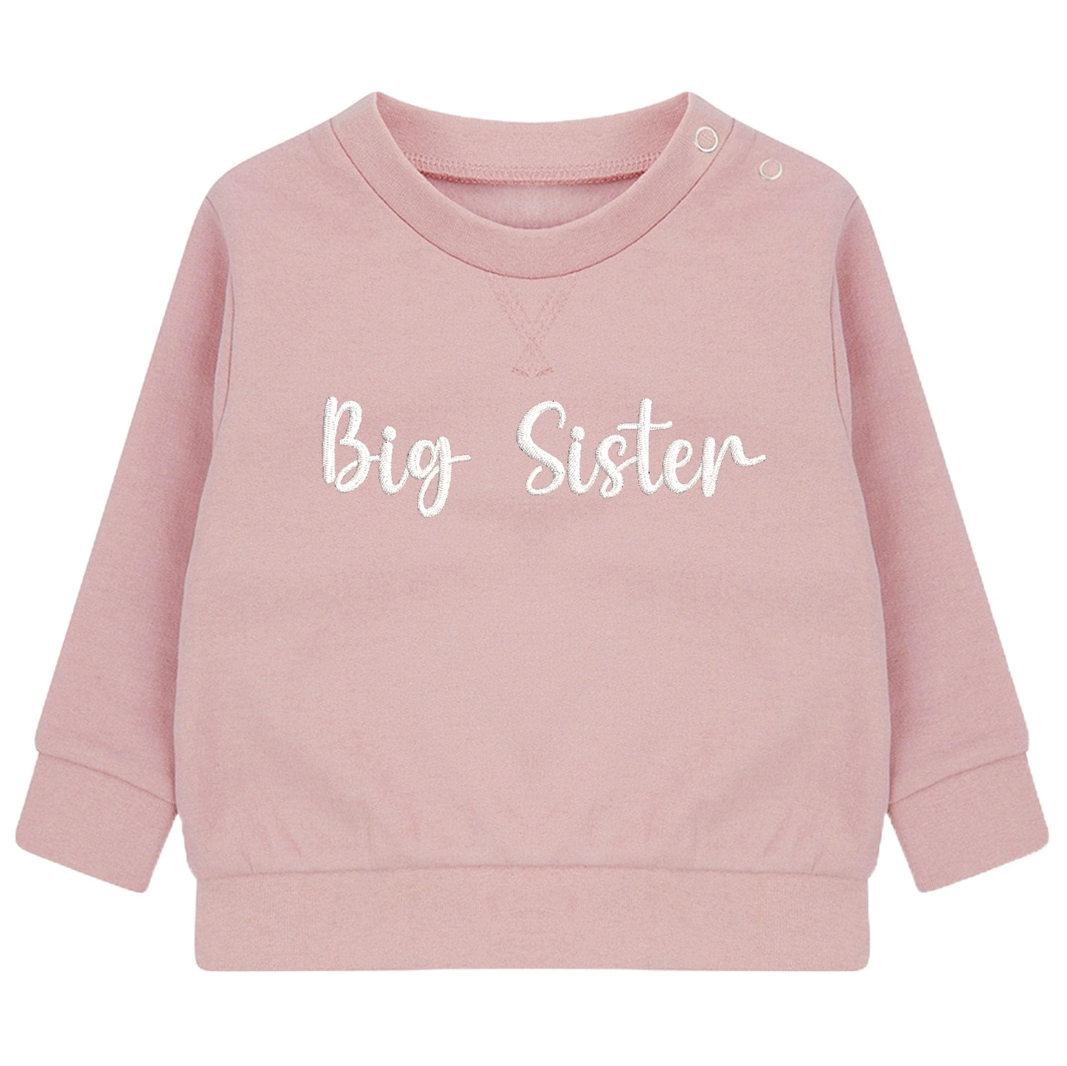 Embroidered Big & Little Sister Girls Sustainable Sweatshirts Pink Baby and Toddler Matching New Siblings