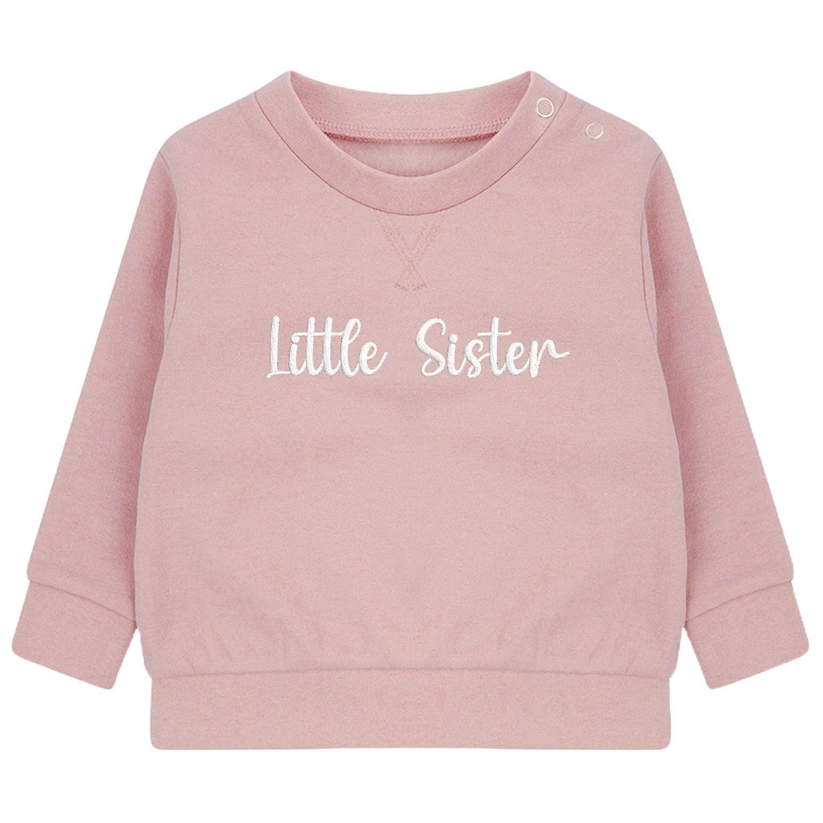 Embroidered Big & Little Sister Girls Sustainable Sweatshirts Pink Baby and Toddler Matching New Siblings