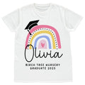 Kids Personalised Nursery Graduation T-Shirts Rainbow Girls Boys Pre School Leavers Class Of Keepsake