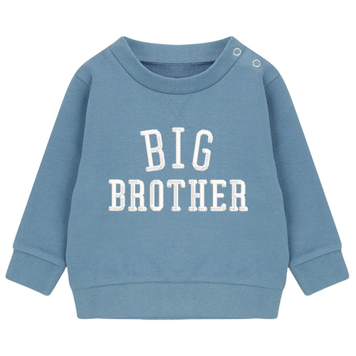 Embroidered Big & Little Brother Boys Sustainable Sweatshirts Blue Baby and Toddler Varsity Matching New Siblings