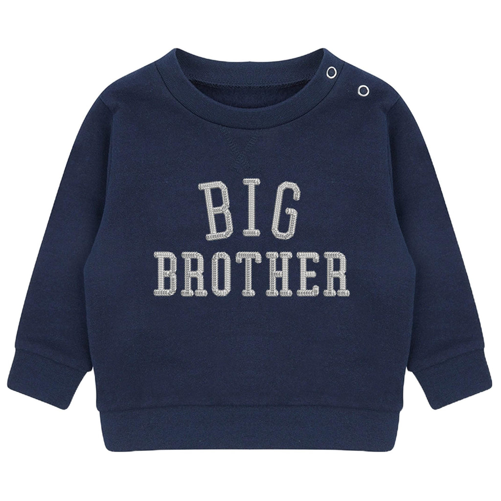 Embroidered Big & Little Brother Boys Sustainable Sweatshirts Navy Baby and Toddler Varsity Matching New Siblings