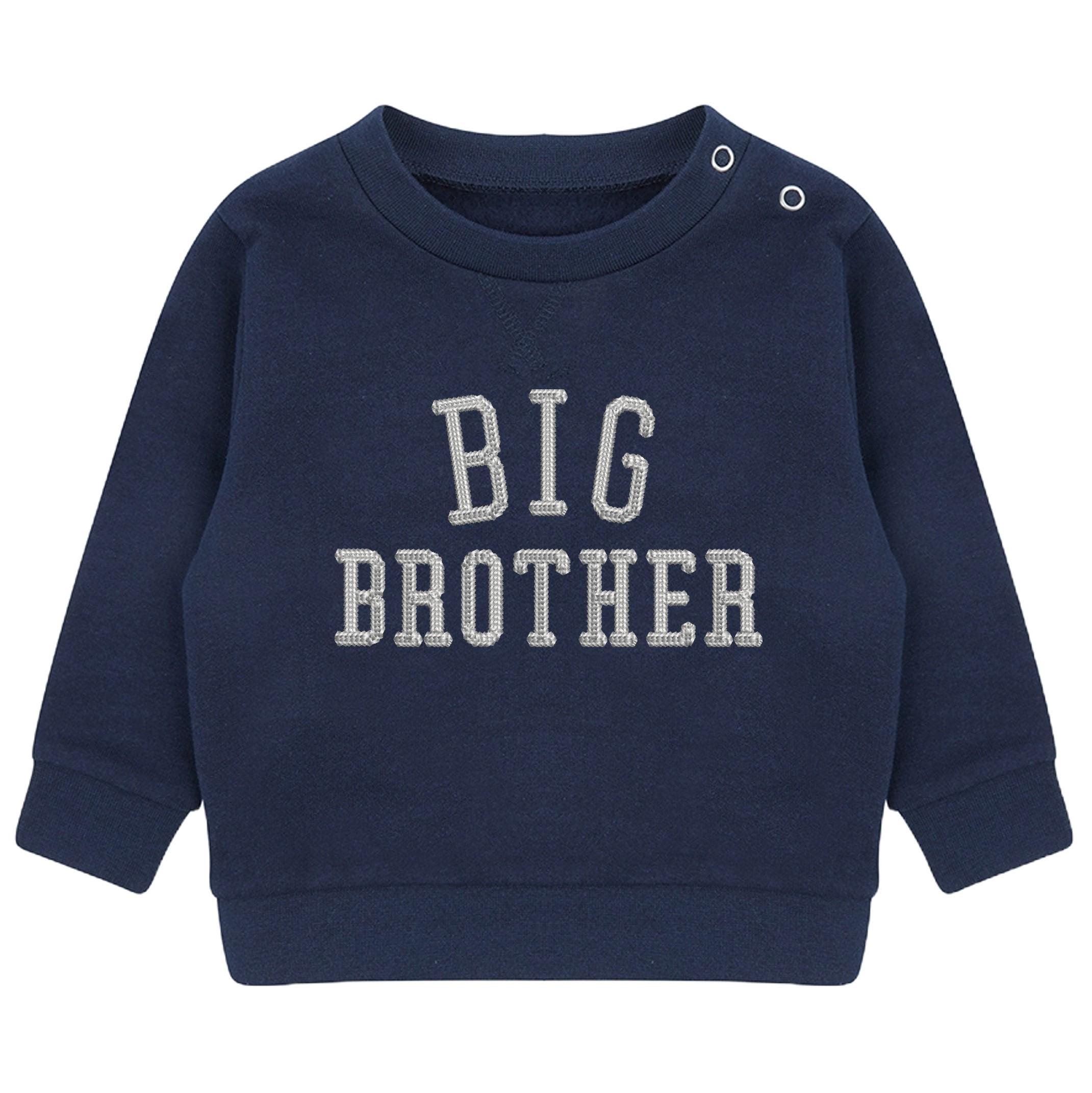 Embroidered Big & Little Brother Boys Sustainable Sweatshirts Navy Baby and Toddler Varsity Matching New Siblings