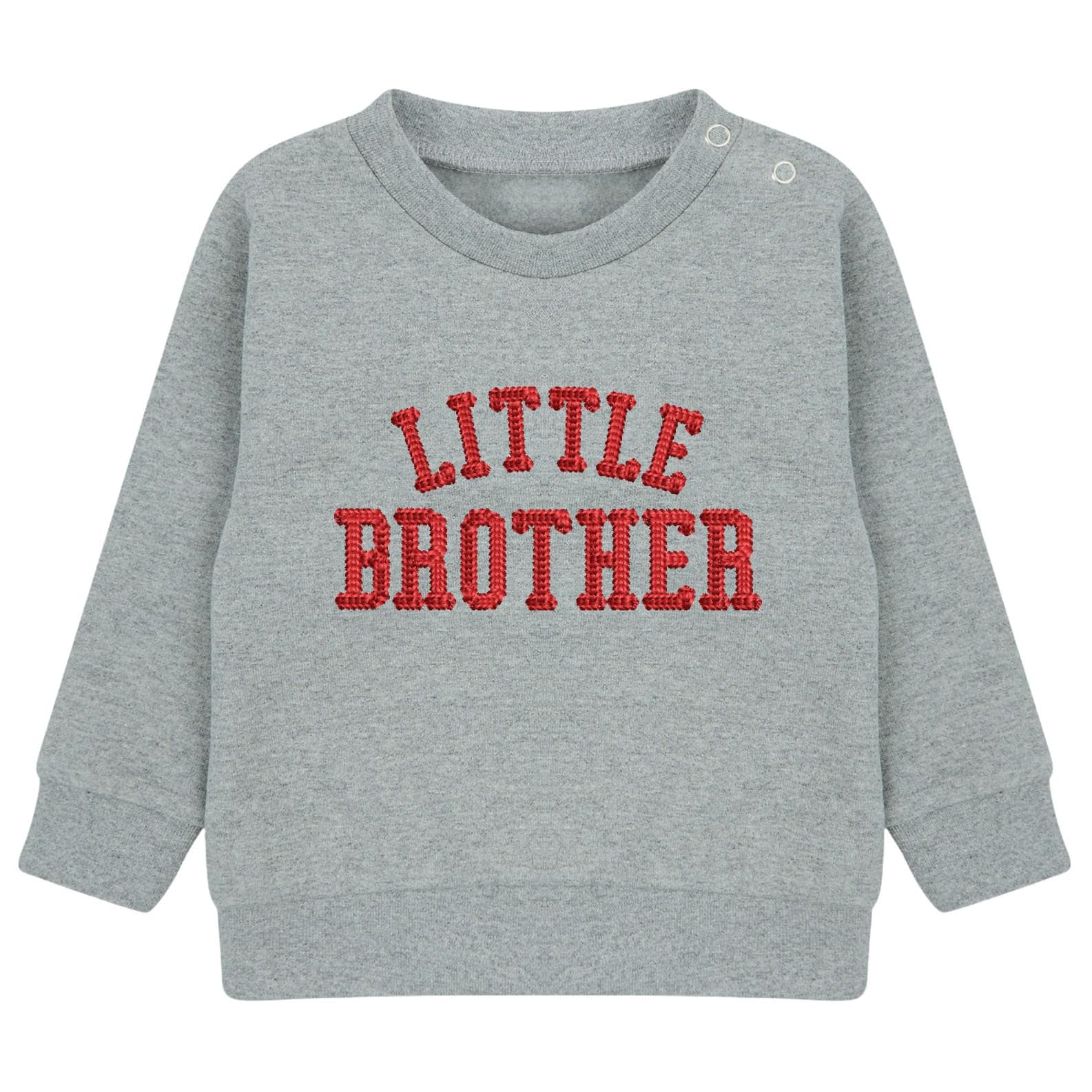 Embroidered Big & Little Brother Boys Sustainable Sweatshirts Grey Baby and Toddler Varsity Matching New Siblings