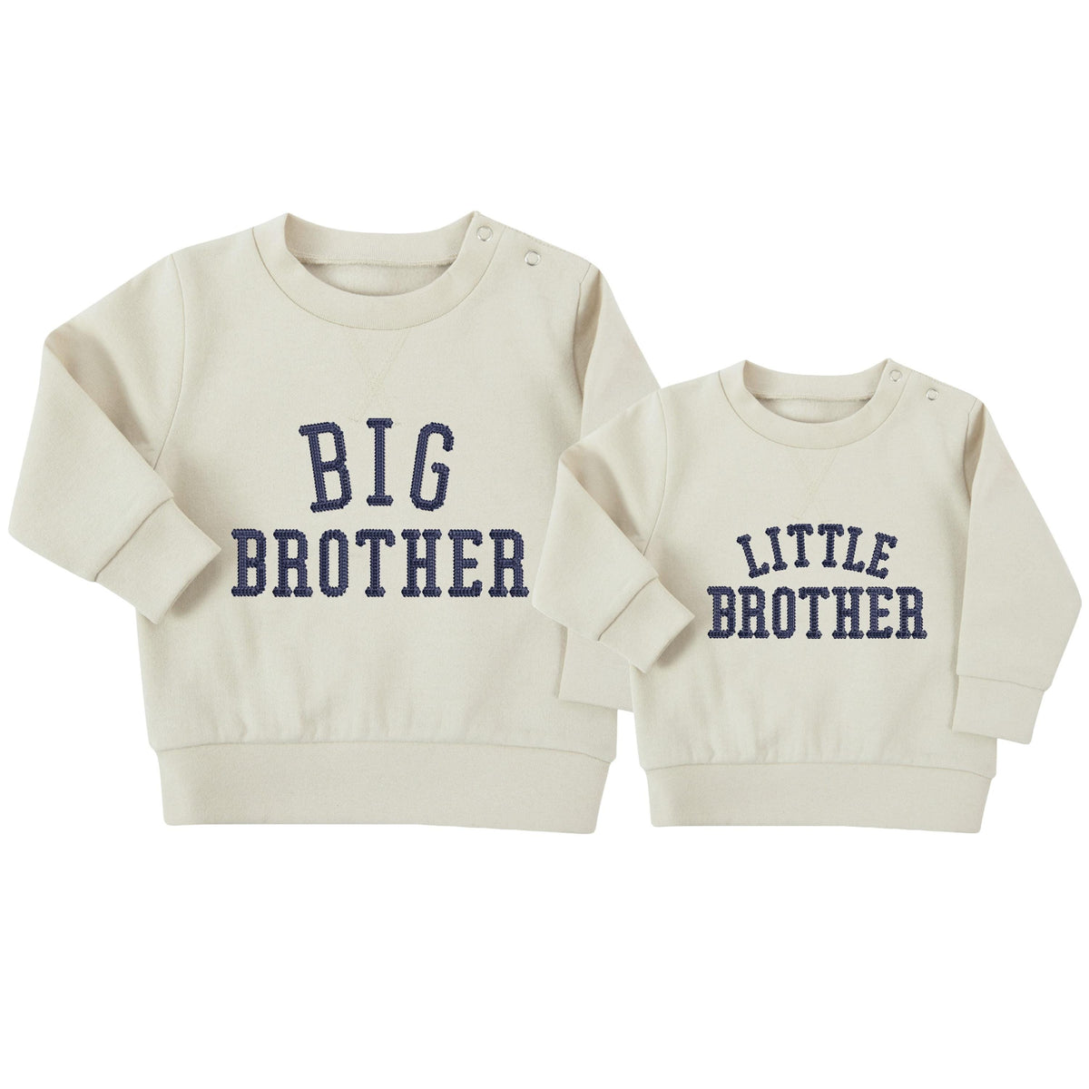 Embroidered Big & Little Brother Boys Sustainable Sweatshirts Stone Baby and Toddler Varsity Matching New Siblings