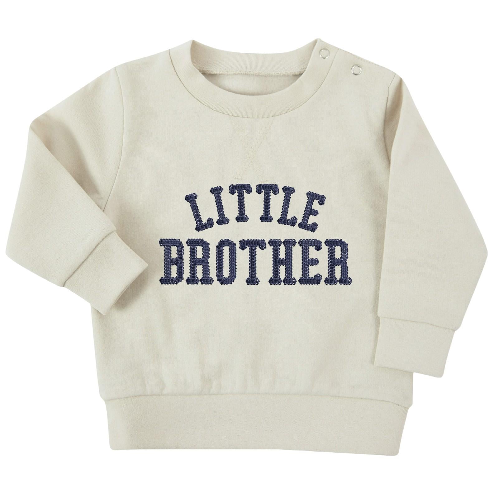 Embroidered Big & Little Brother Boys Sustainable Sweatshirts Stone Baby and Toddler Varsity Matching New Siblings