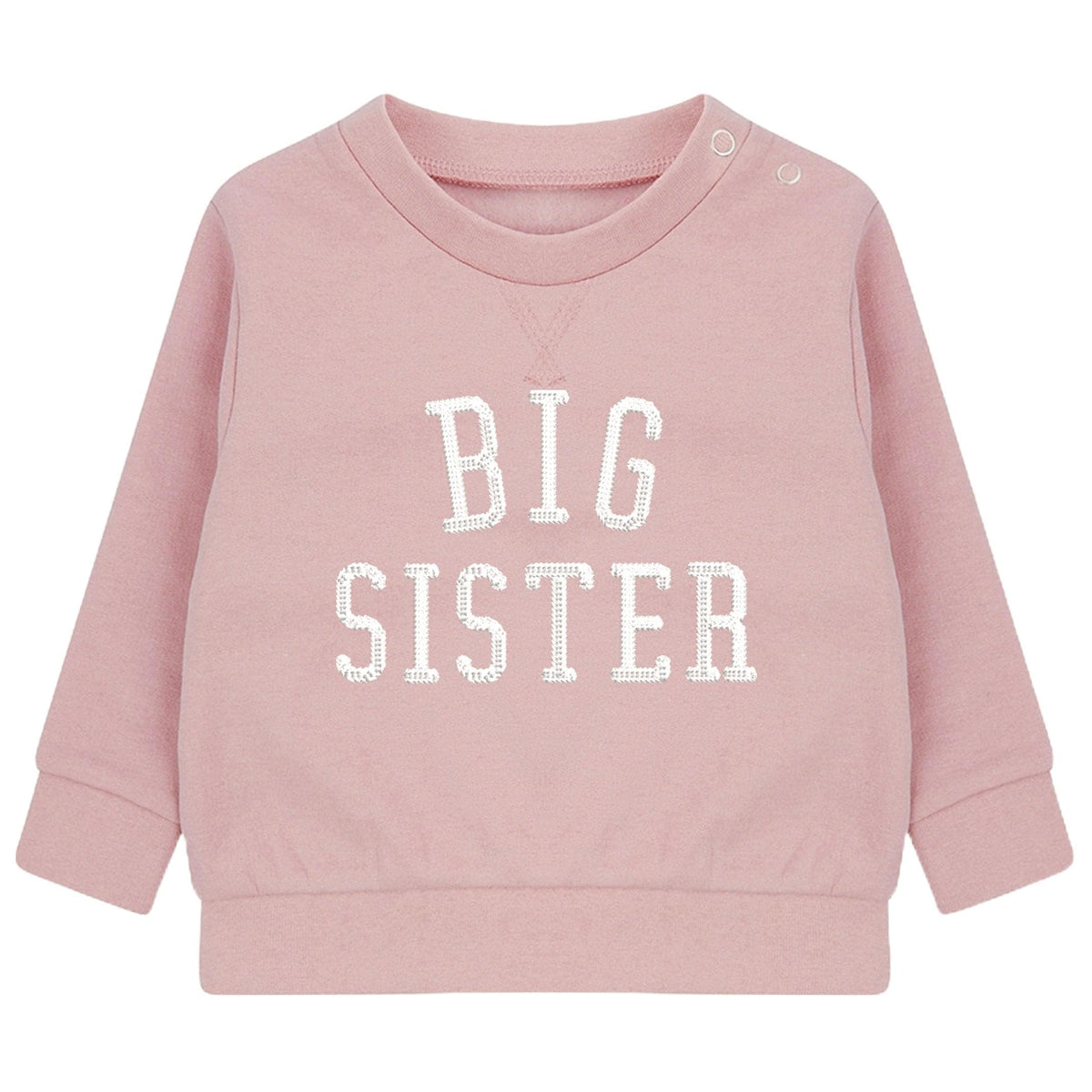 Embroidered Big & Little Sister Girls Sustainable Sweatshirts Baby and Toddler Pink Varsity Matching New Siblings