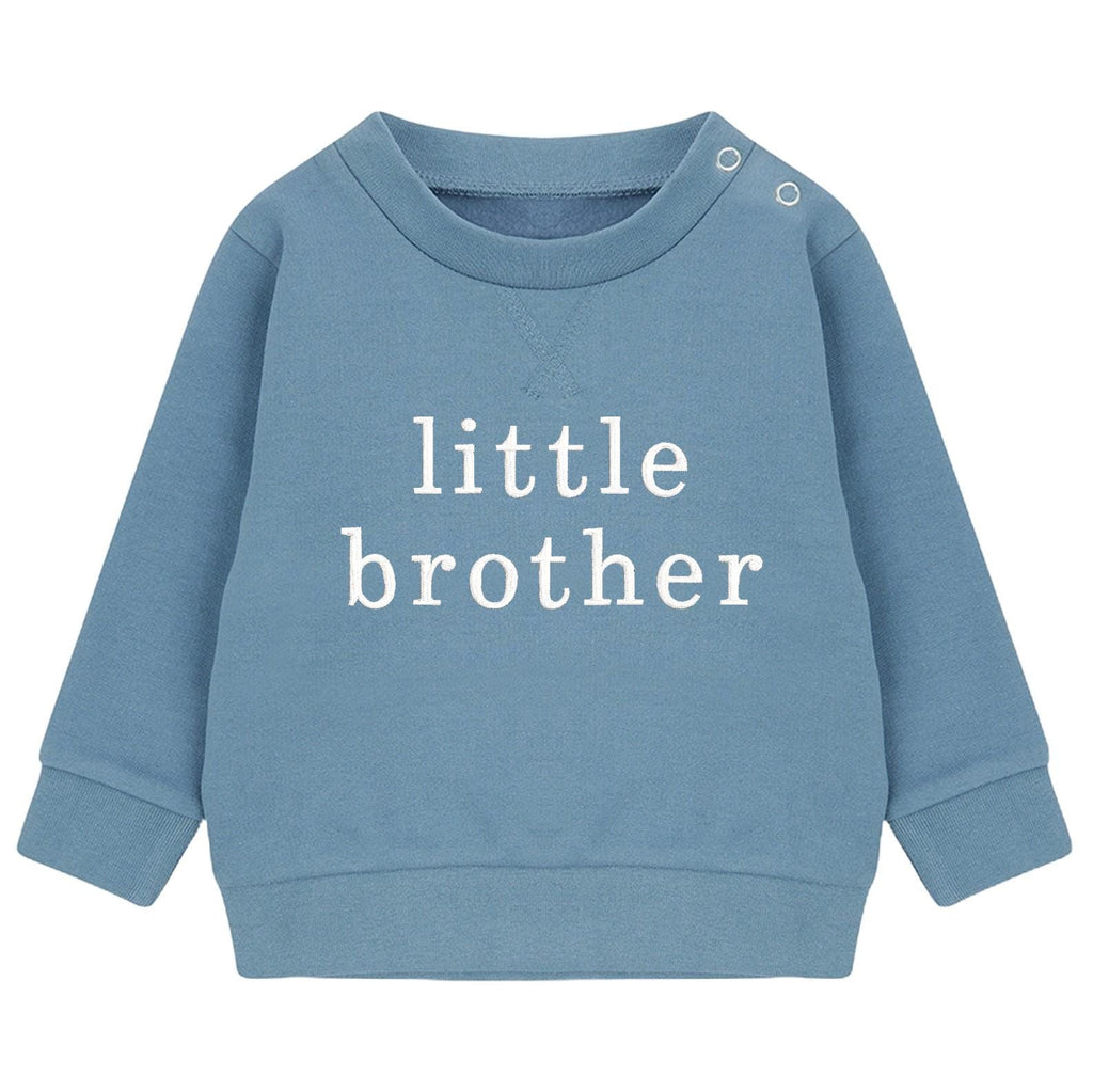 Embroidered Big & Little Brother Boys Sustainable Sweatshirts Blue Baby and Toddler Matching New Siblings