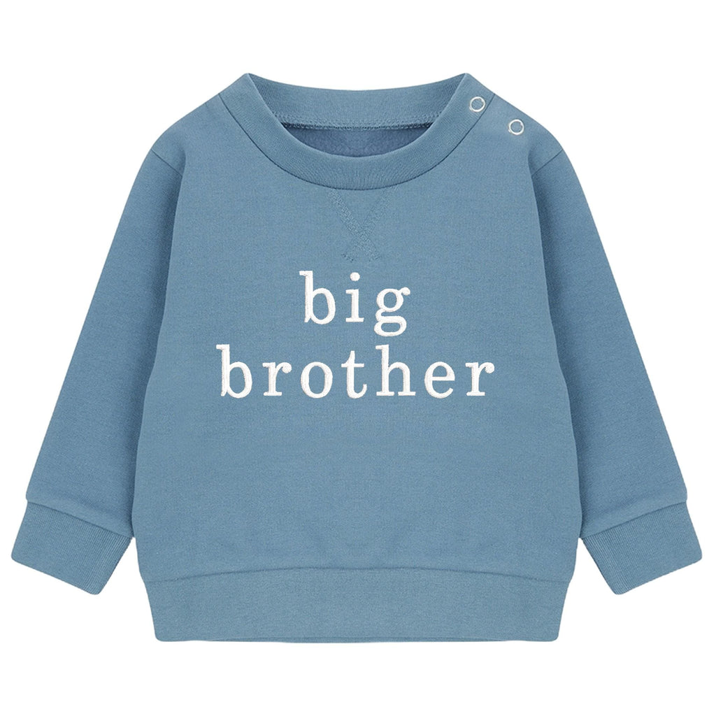 Embroidered Big & Little Brother Boys Sustainable Sweatshirts Blue Baby and Toddler Matching New Siblings
